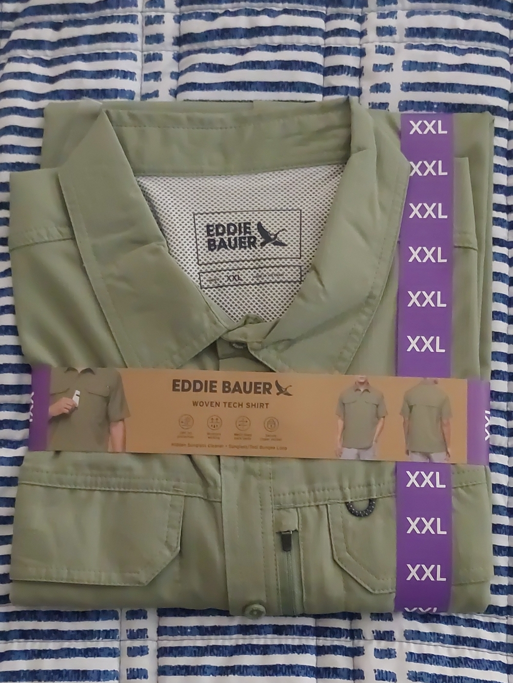 Eddie Bauer Olive Green Men's Casual Button-Down Shirt